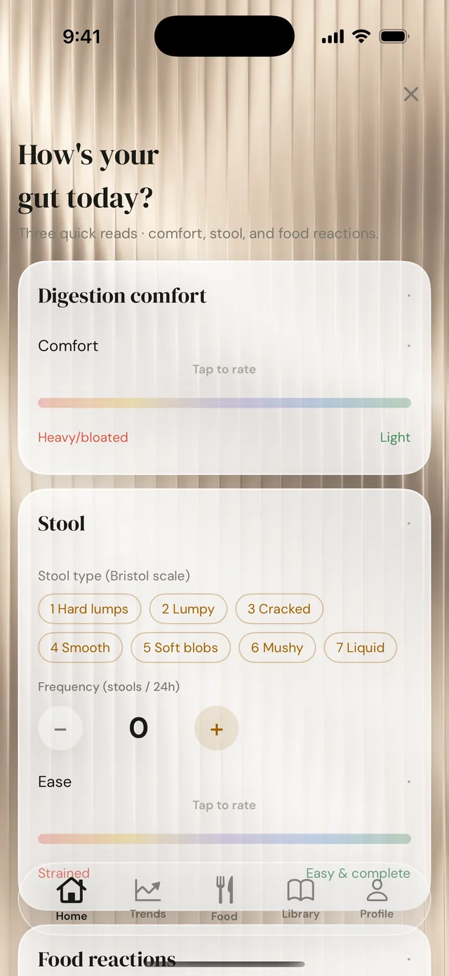 App screen: symptoms